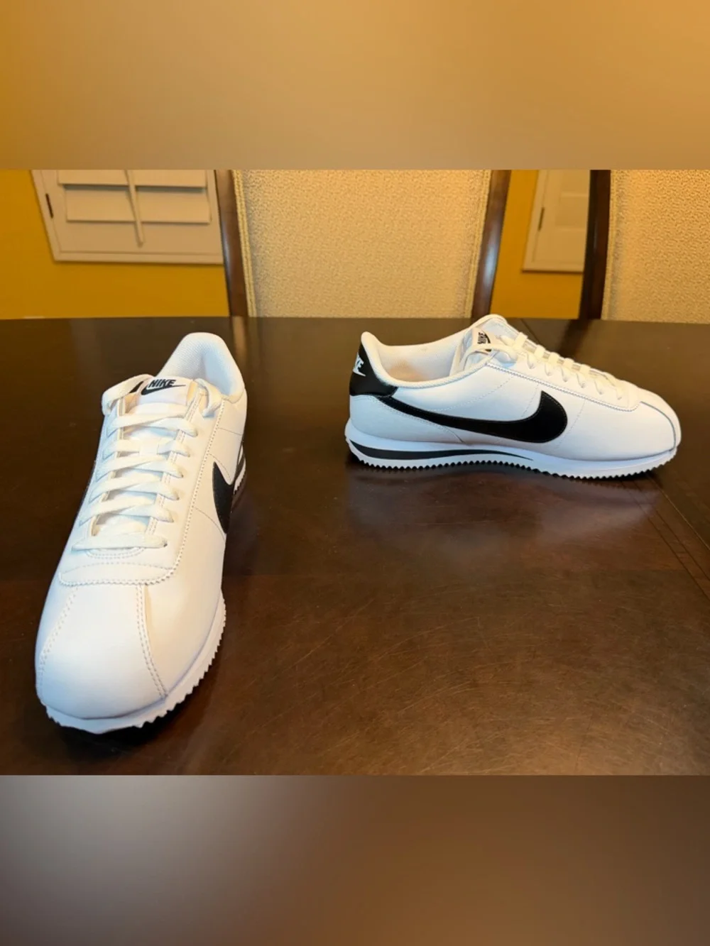 New Nike Cortez Leather White Black Sneaker Shoes Size US 12